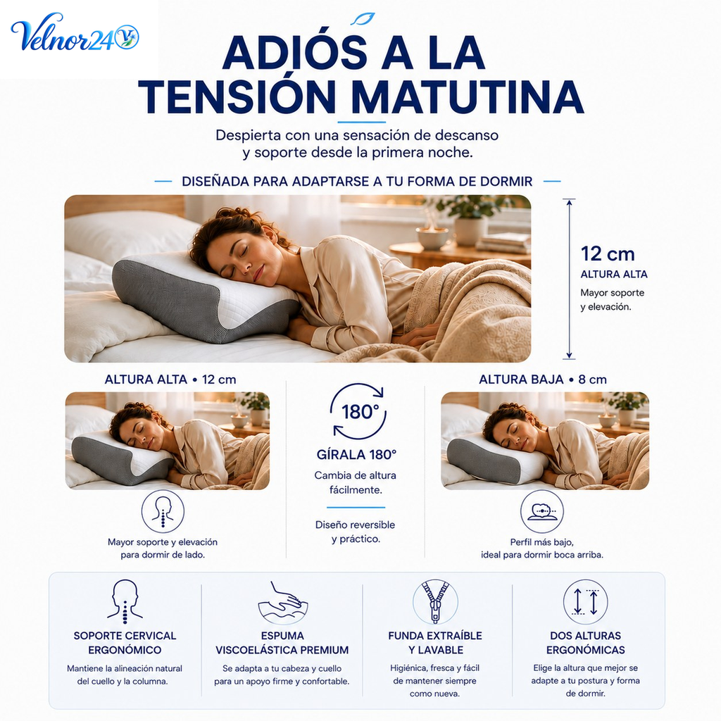 ALMOHADA CERVICAL ERGONÓMICA DE ESPUMA VISCOELÁSTICA