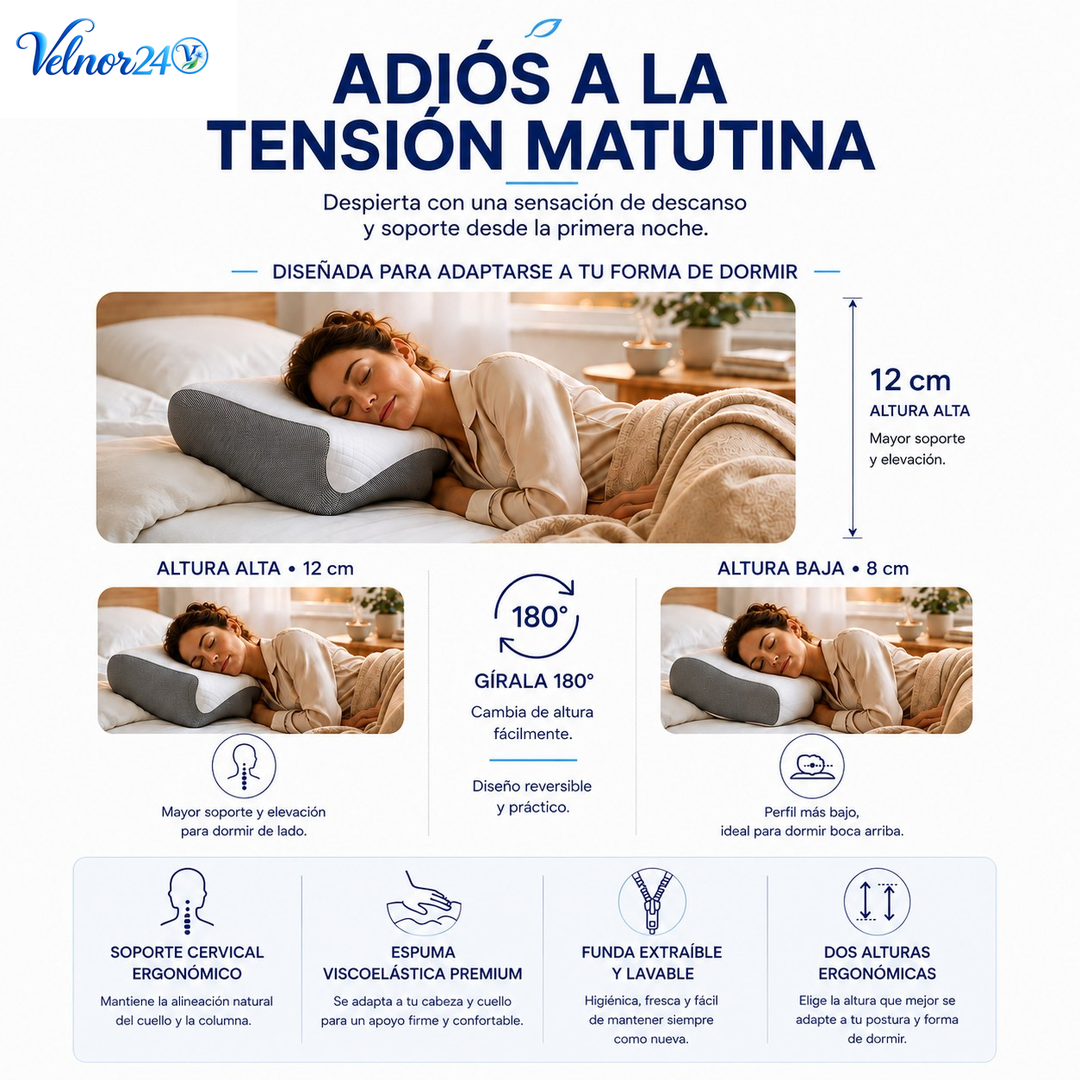 ALMOHADA CERVICAL ERGONÓMICA DE ESPUMA VISCOELÁSTICA