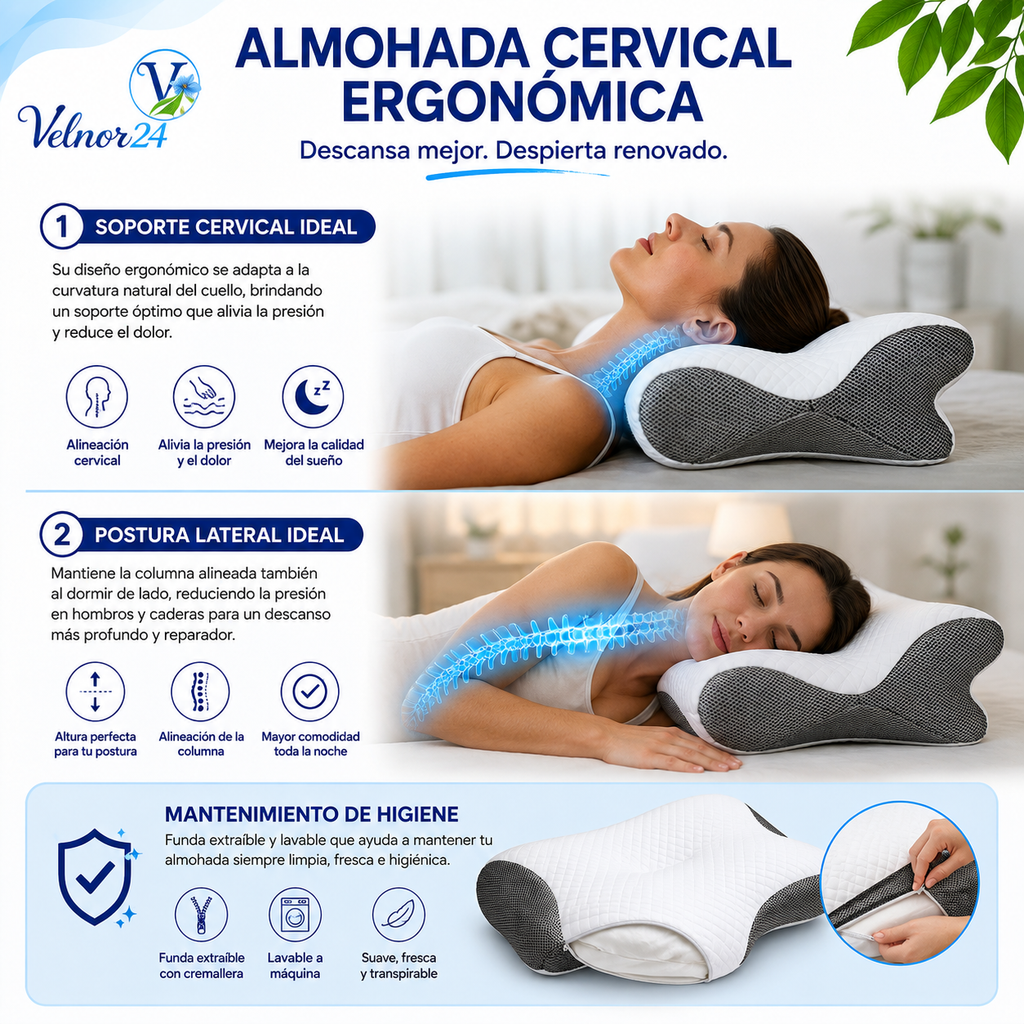 ALMOHADA CERVICAL ERGONÓMICA DE ESPUMA VISCOELÁSTICA