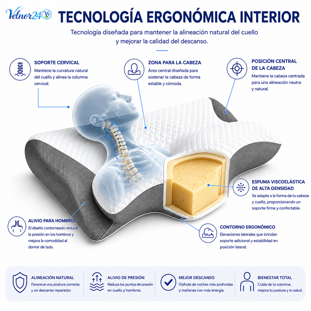 ALMOHADA CERVICAL ERGONÓMICA DE ESPUMA VISCOELÁSTICA