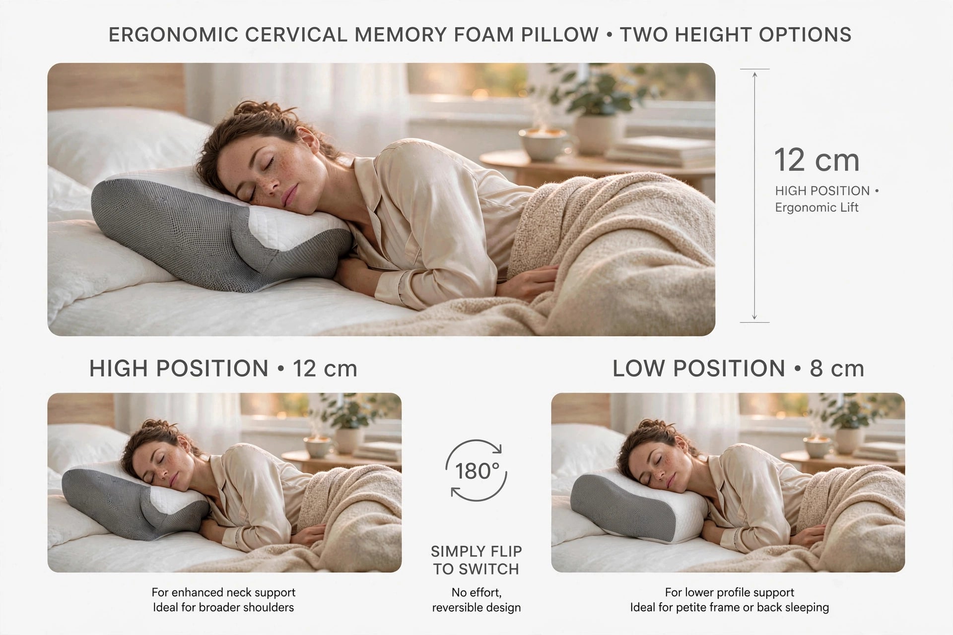 ALMOHADA CERVICAL ERGONÓMICA DE ESPUMA VISCOELÁSTICA